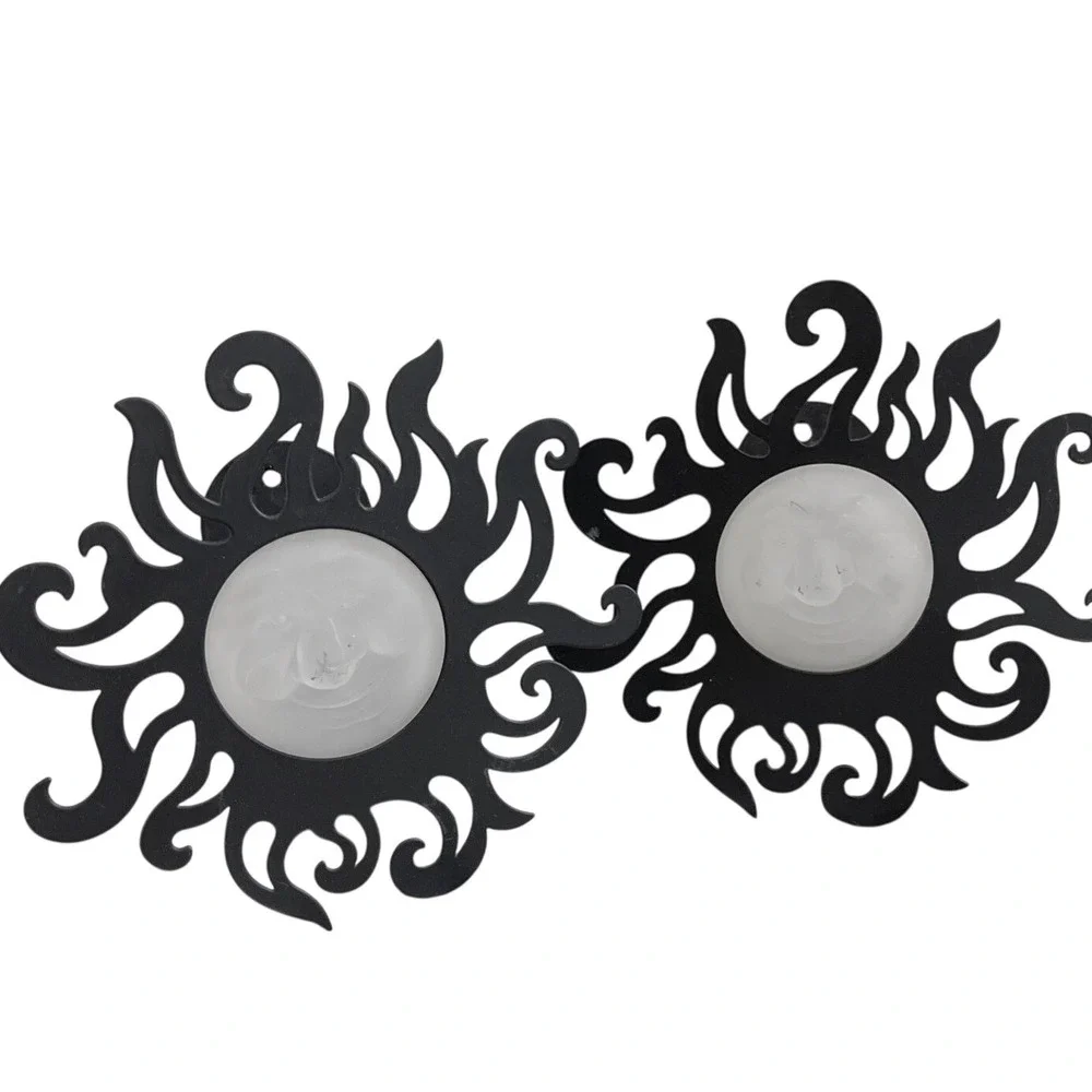 2‎ Partylite Sunbeam Sconce Tea Light Candle Holder Black Metal Celestial Lot